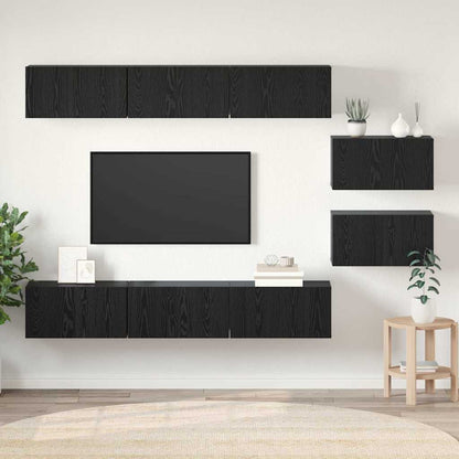 vidaXL TV Cabinet Set 8 pcs Black Oak Engineered Wood 1