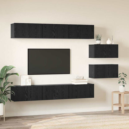 vidaXL TV Cabinet Set 8 pcs Black Oak Engineered Wood 4