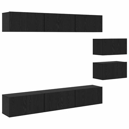 vidaXL TV Cabinet Set 8 pcs Black Oak Engineered Wood 2