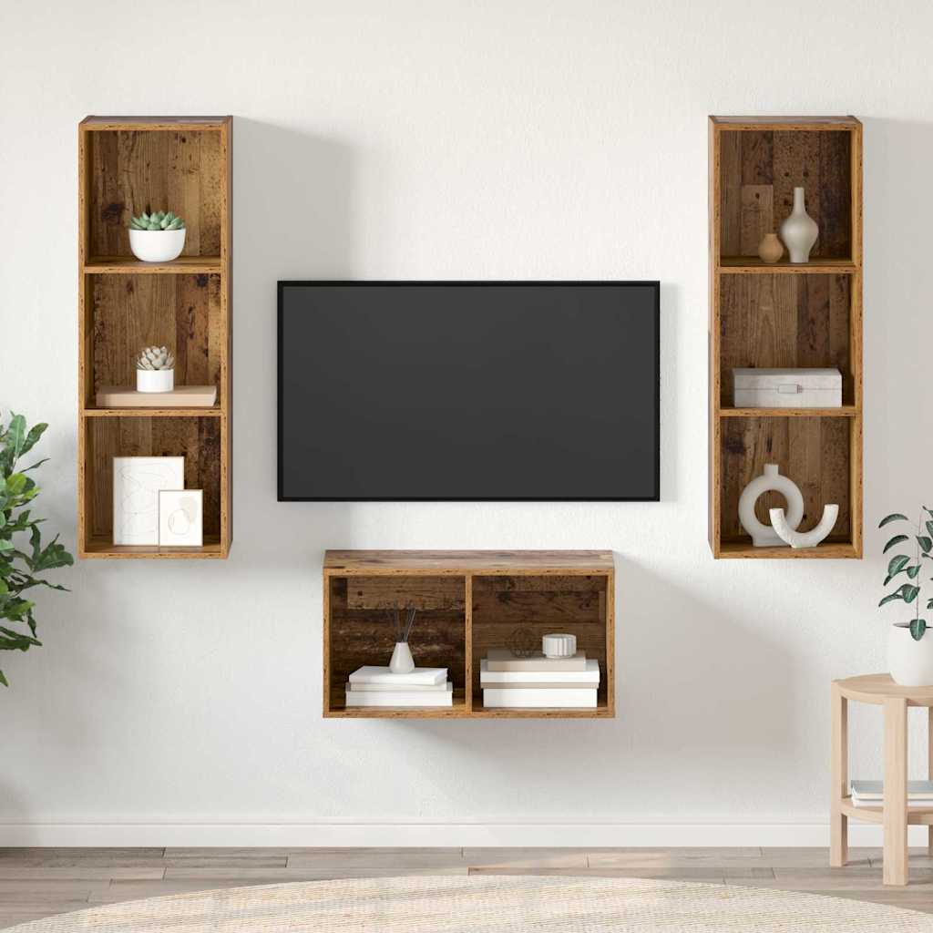 3 Piece TV Cabinet Set Engineered Wood Old wood