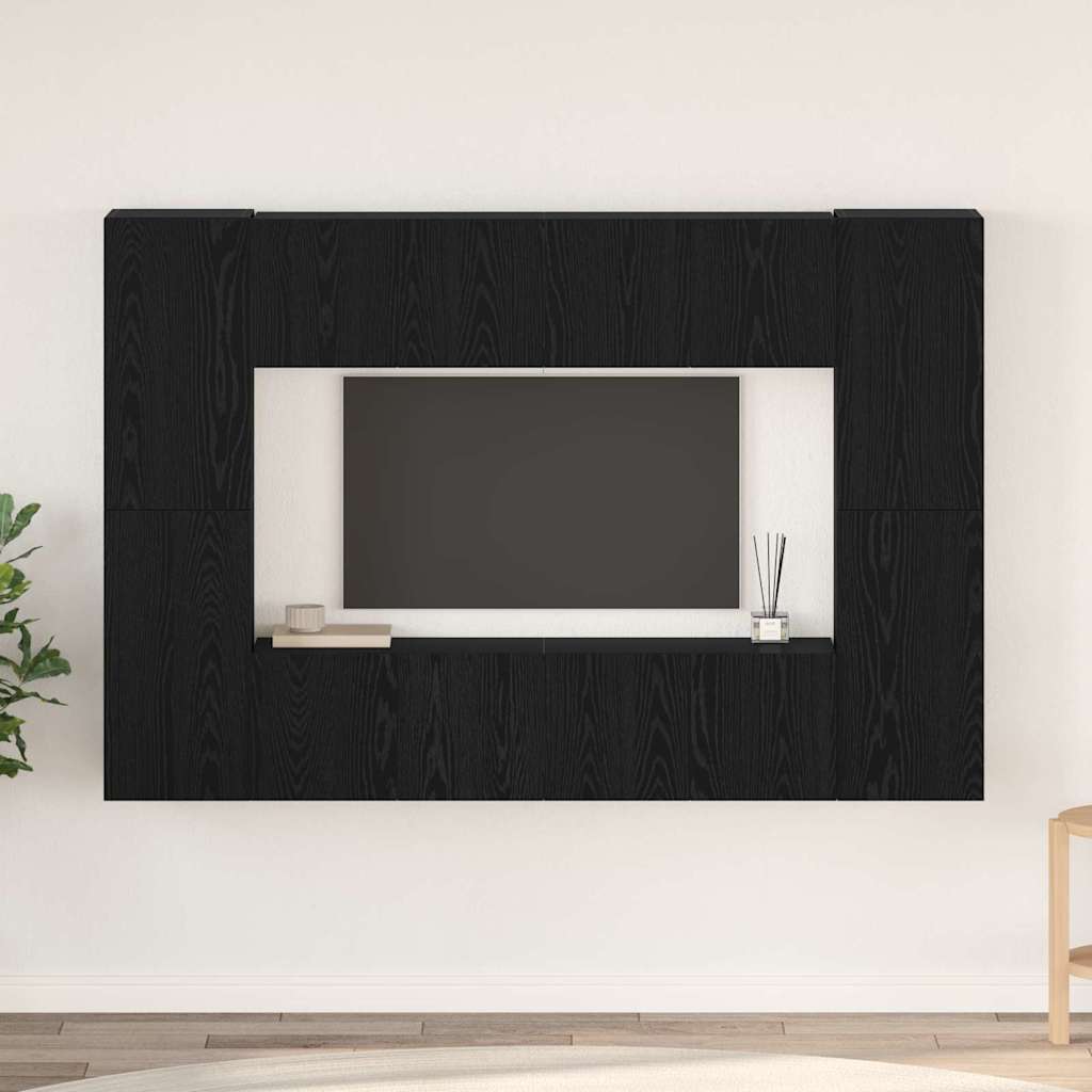 vidaXL TV Cabinet Set 8 pcs Black Oak Engineered Wood 1