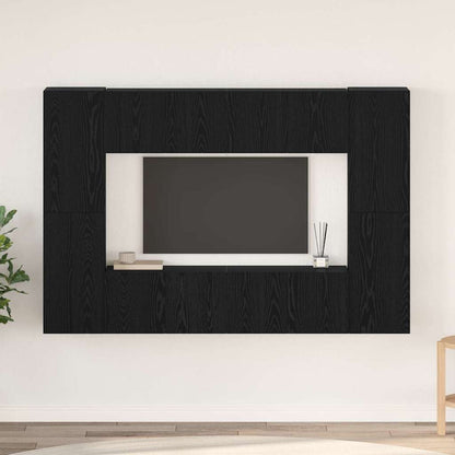 vidaXL TV Cabinet Set 8 pcs Black Oak Engineered Wood 1