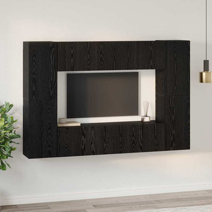 vidaXL TV Cabinet Set 8 pcs Black Oak Engineered Wood 4