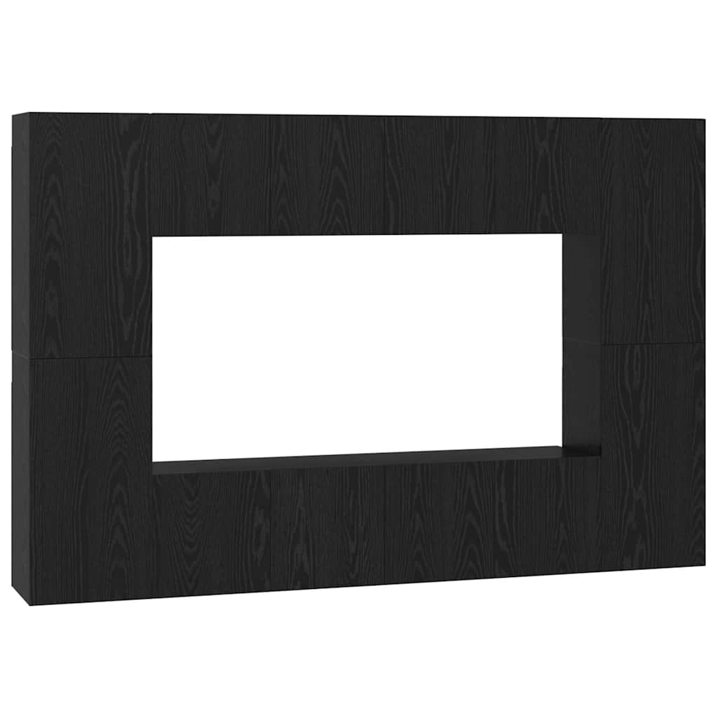 vidaXL TV Cabinet Set 8 pcs Black Oak Engineered Wood 2