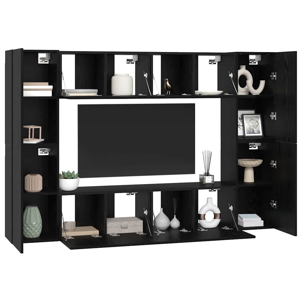 vidaXL TV Cabinet Set 8 pcs Black Oak Engineered Wood 3