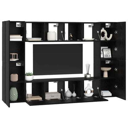 vidaXL TV Cabinet Set 8 pcs Black Oak Engineered Wood 3
