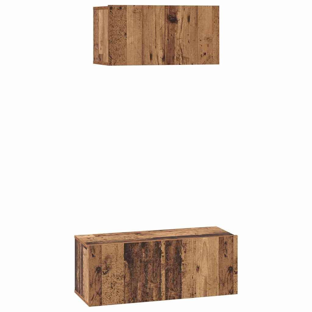 2 Piece TV Cabinet Set Engineered Wood Width 60/80 cm Old wood
