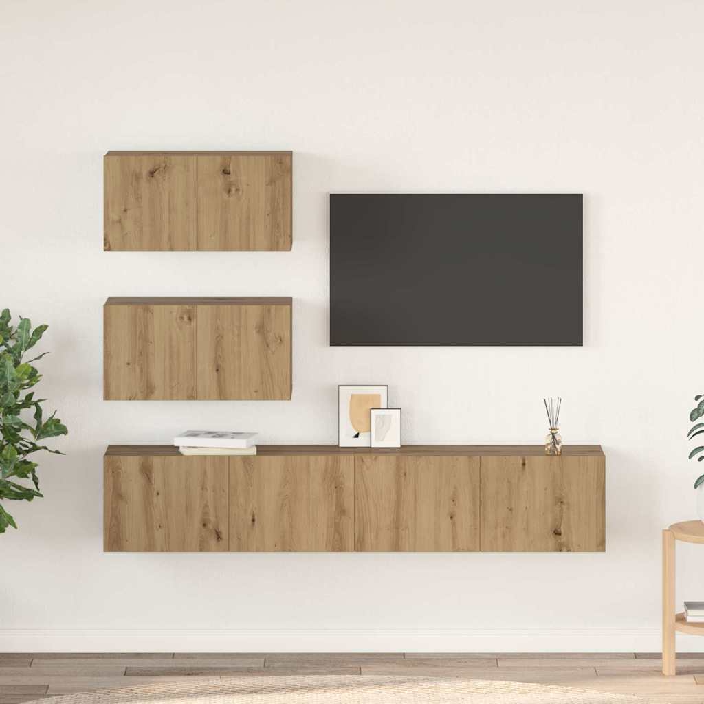 4 Piece TV Cabinet Set Engineered Wood Width 60 cm Artisan oak