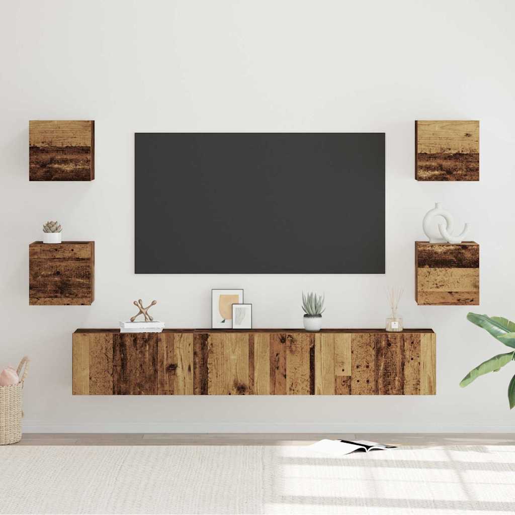 7 Piece TV Cabinet Set Engineered Wood Width 180 cm Old wood