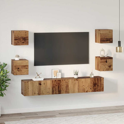 7 Piece TV Cabinet Set Engineered Wood Width 180 cm Old wood
