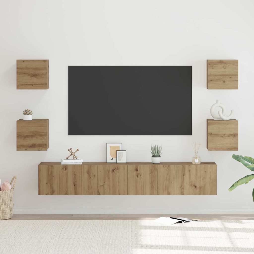 7 Piece TV Cabinet Set Engineered Wood Width 180 cm Artisan oak