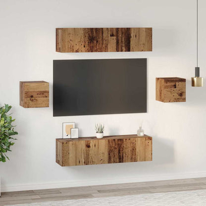 6 Piece TV Cabinet Set Engineered Wood Width 60 cm Old wood