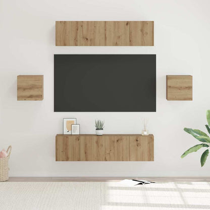 6 Piece TV Cabinet Set Engineered Wood Width 60 cm Artisan oak