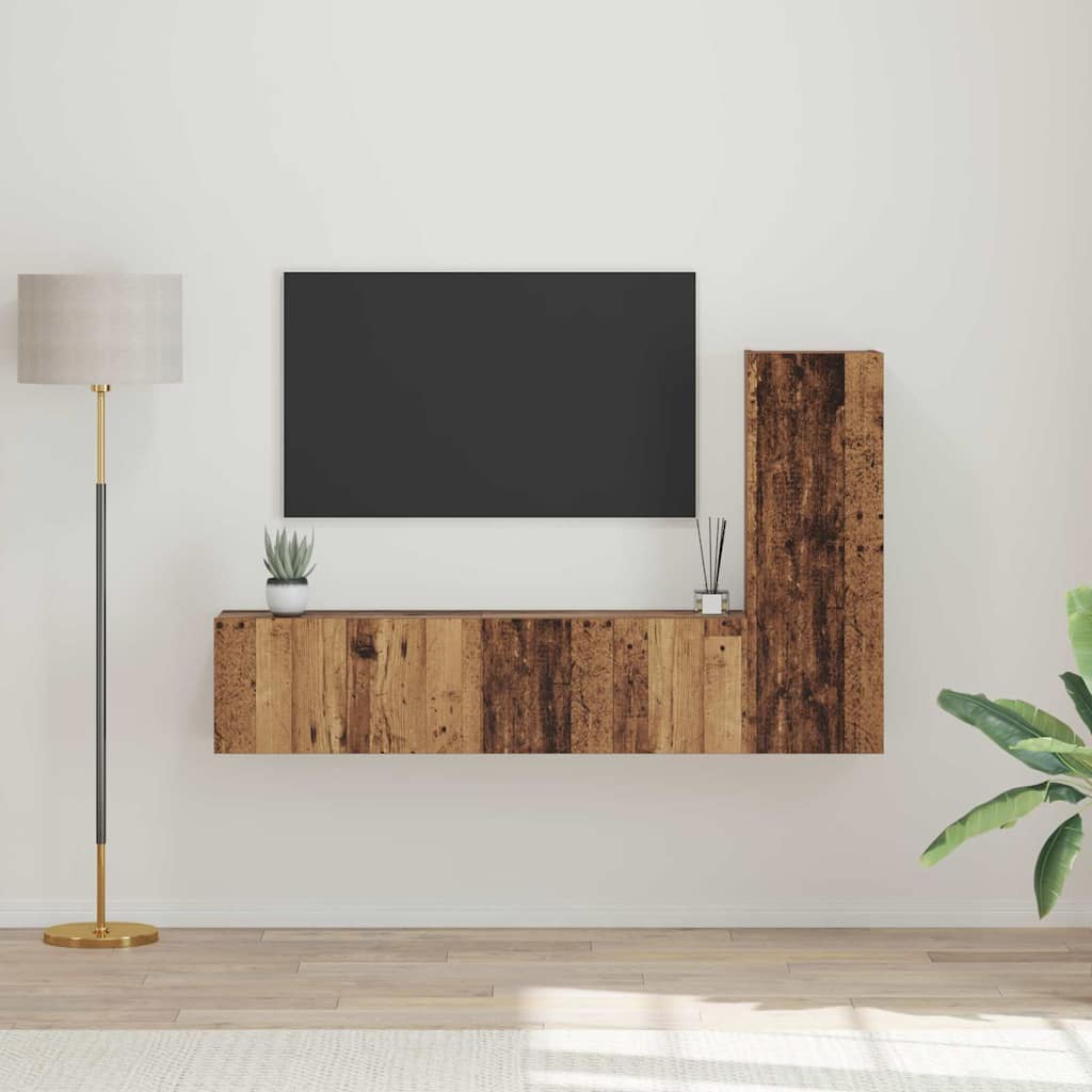 TV Cabinet Set Engineered Wood Width 60 cm Old wood 2