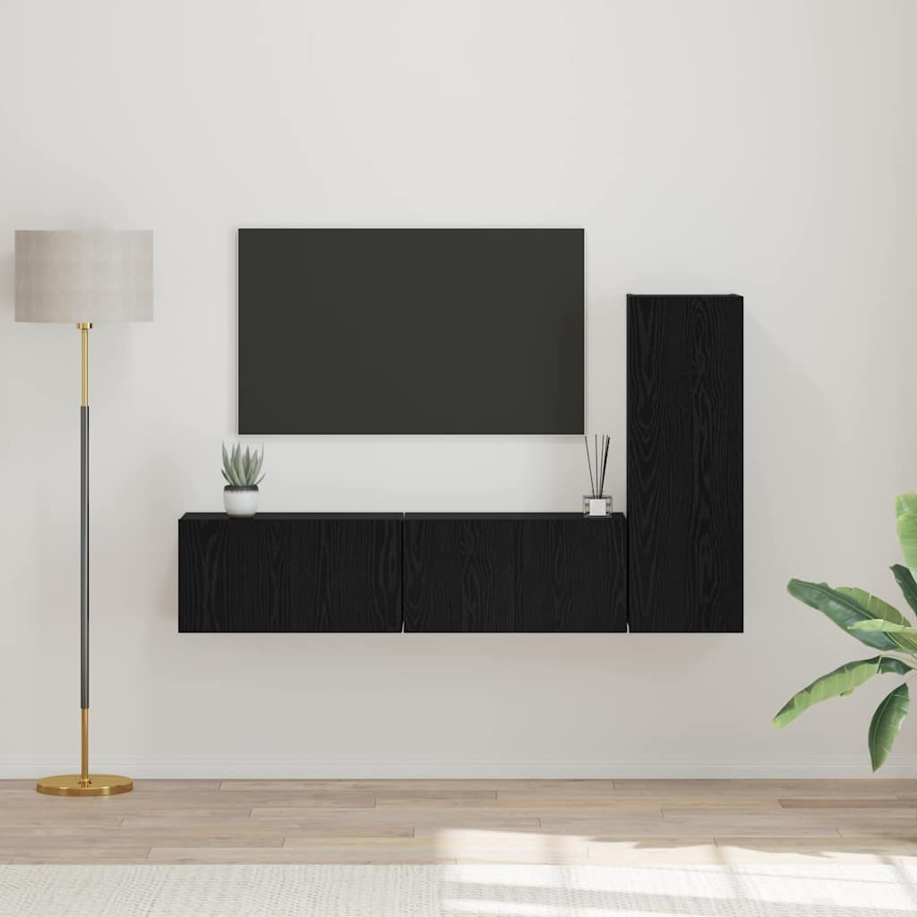 TV Cabinet Set Engineered Wood Width 60 cm Black oak 2