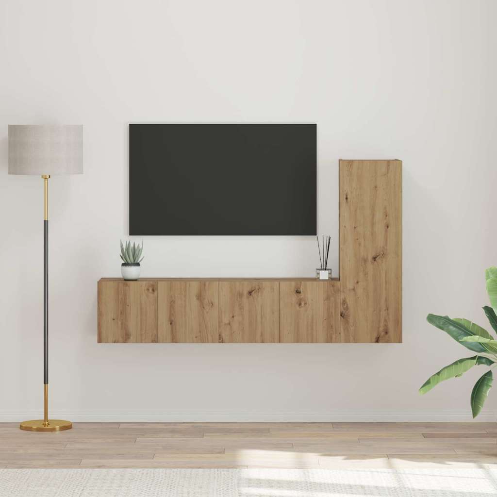 TV Cabinet Set Engineered Wood Width 60 cm Artisan oak 2