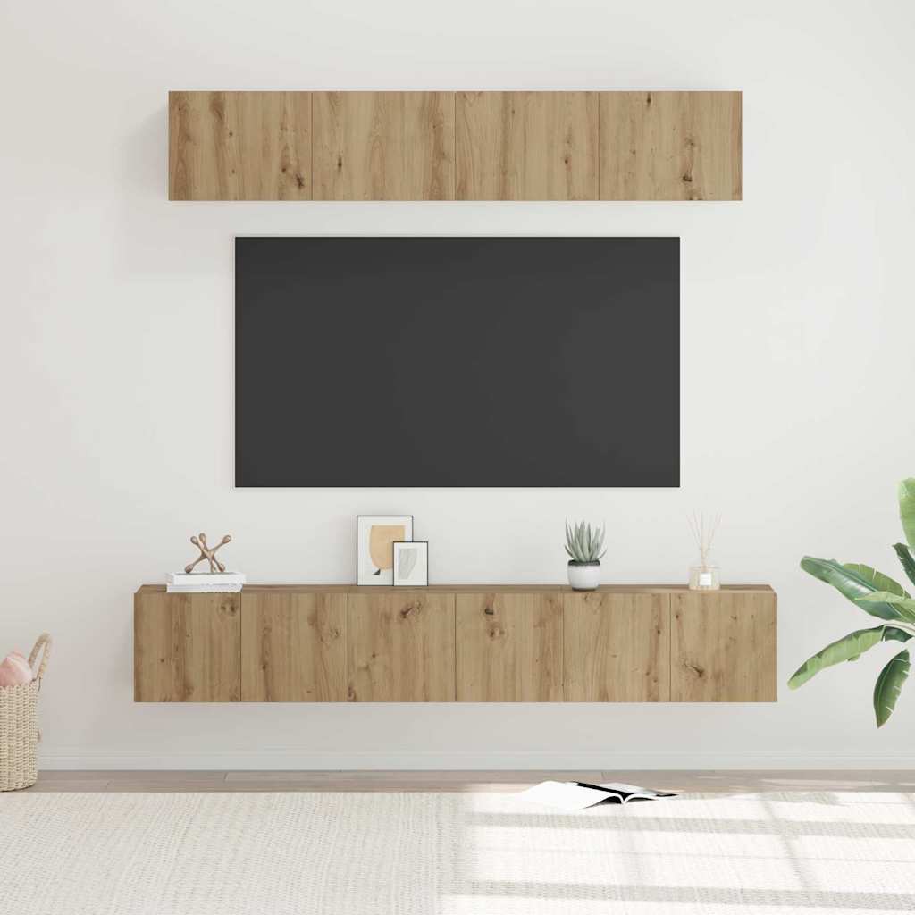5 Piece TV Cabinet Set Engineered Wood Width 80 cm Artisan oak