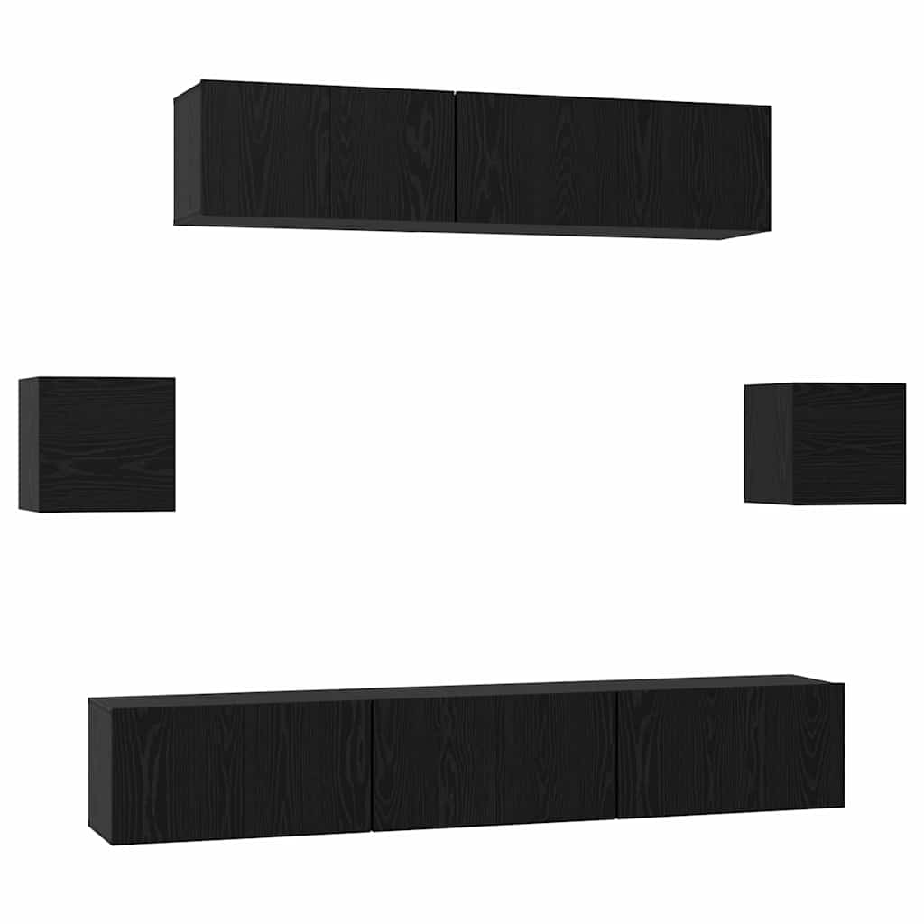 vidaXL TV Cabinet Set 7 pcs Black Oak Engineered Wood 2