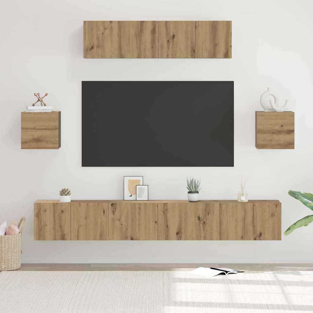vidaXL TV Cabinet Set 7 pcs Artisan Oak Engineered Wood 1