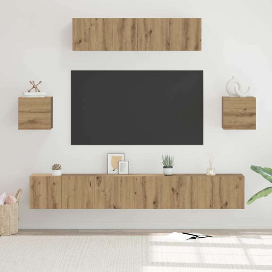 vidaXL TV Cabinet Set 7 pcs Artisan Oak Engineered Wood 1