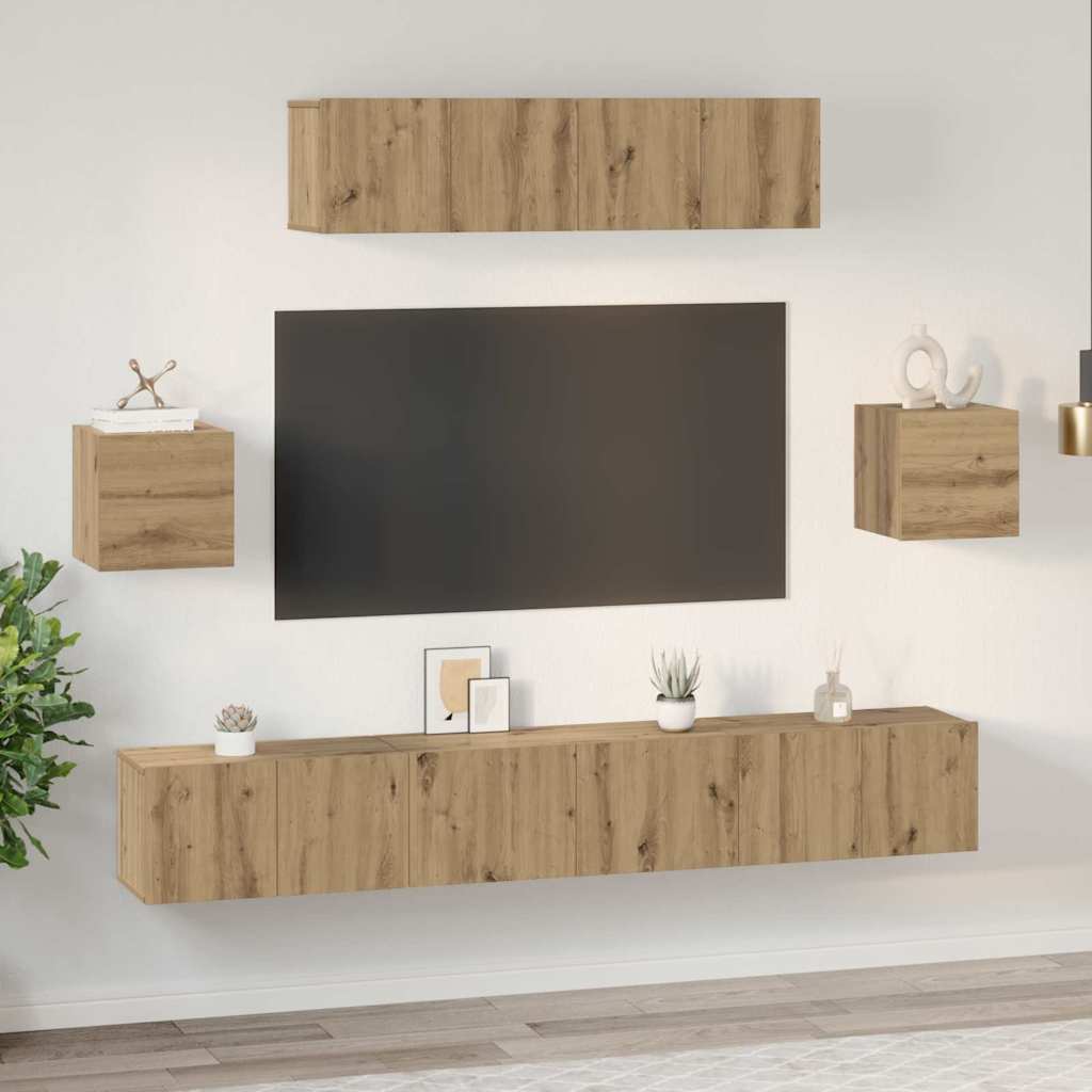 vidaXL TV Cabinet Set 7 pcs Artisan Oak Engineered Wood 4