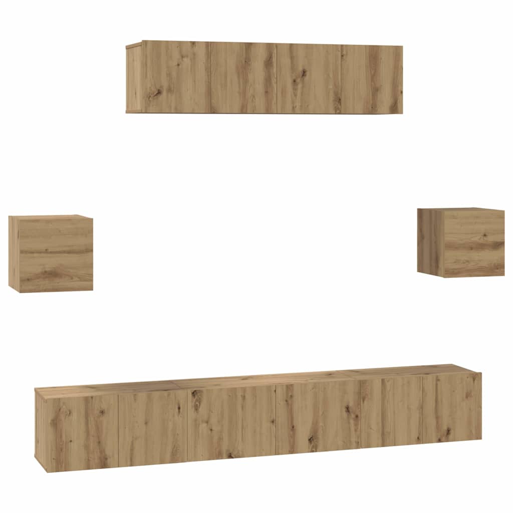 vidaXL TV Cabinet Set 7 pcs Artisan Oak Engineered Wood 2