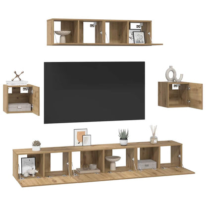 vidaXL TV Cabinet Set 7 pcs Artisan Oak Engineered Wood 3