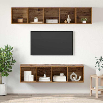 4 Piece TV Cabinet Set Engineered Wood Old wood