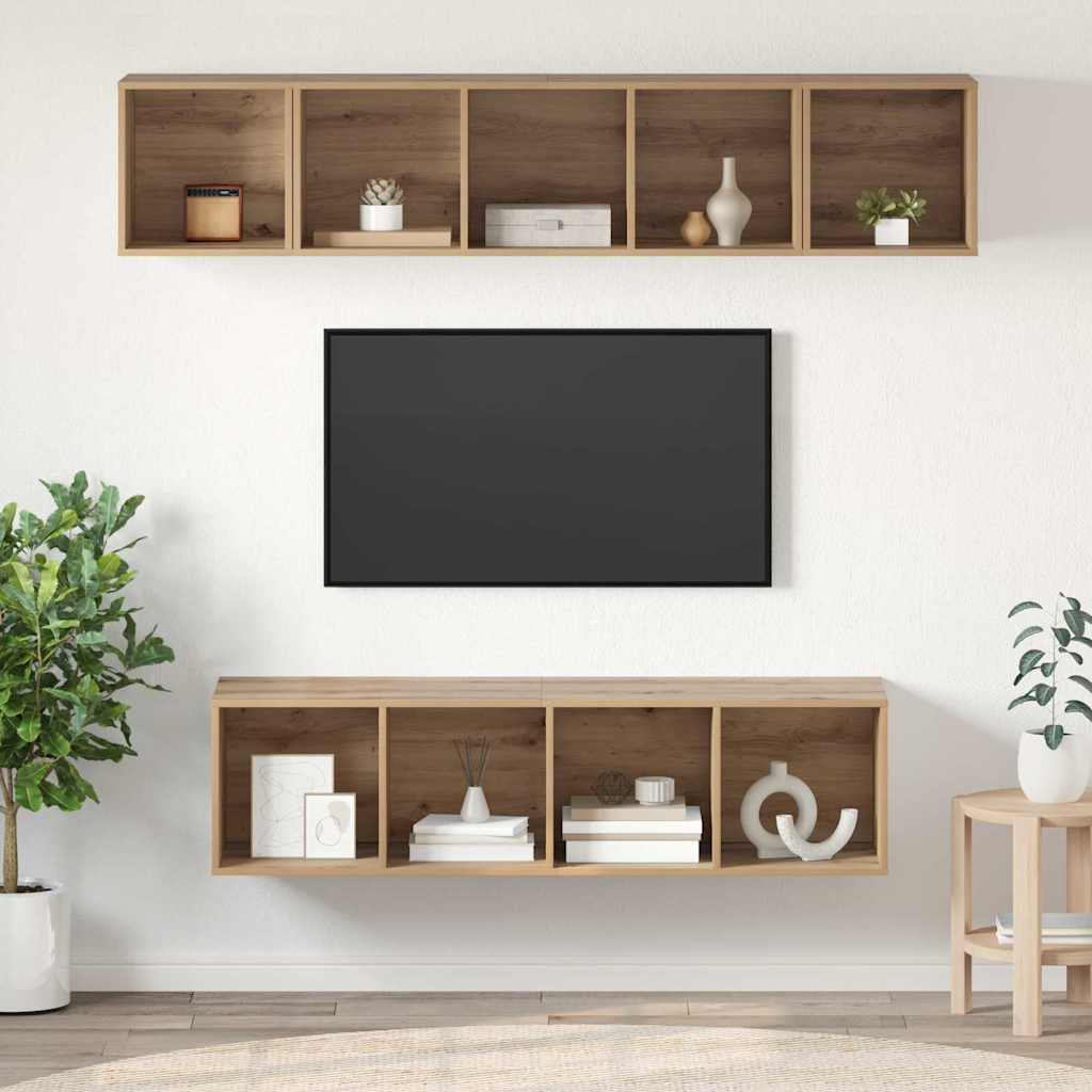 4 Piece TV Cabinet Set Engineered Wood Artisan oak