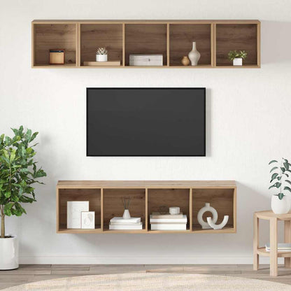 4 Piece TV Cabinet Set Engineered Wood Artisan oak