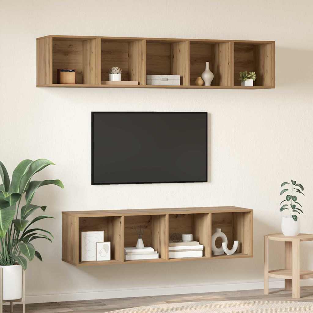 4 Piece TV Cabinet Set Engineered Wood Artisan oak