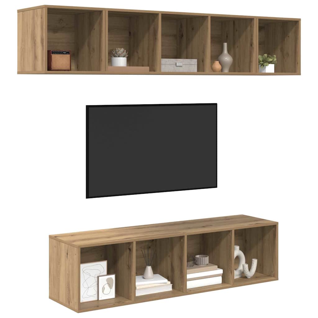 4 Piece TV Cabinet Set Engineered Wood Artisan oak