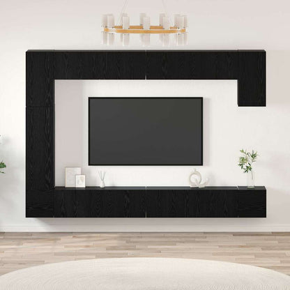 vidaXL TV Cabinet Set 9 pcs Black Oak Engineered Wood 1
