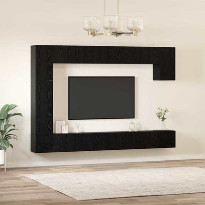 vidaXL TV Cabinet Set 9 pcs Black Oak Engineered Wood 4