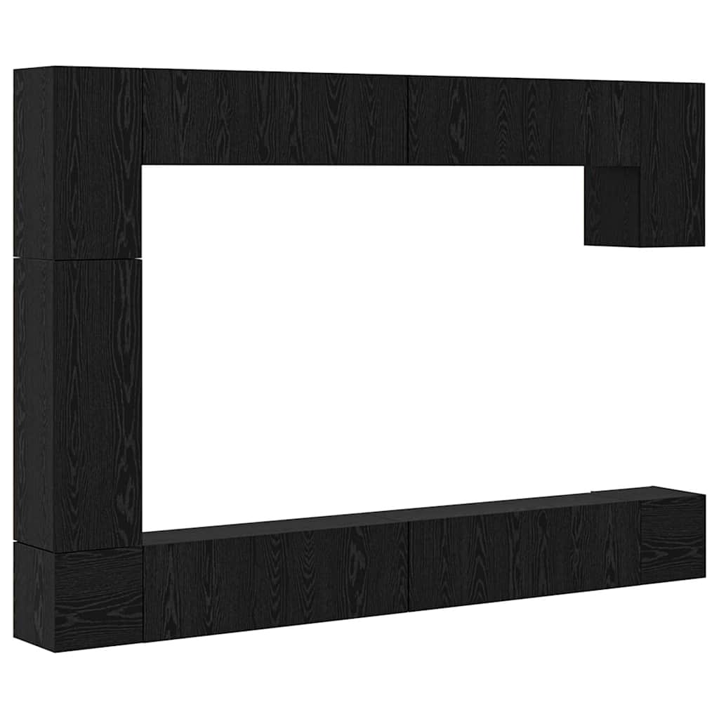 vidaXL TV Cabinet Set 9 pcs Black Oak Engineered Wood 2
