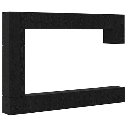 vidaXL TV Cabinet Set 9 pcs Black Oak Engineered Wood 2
