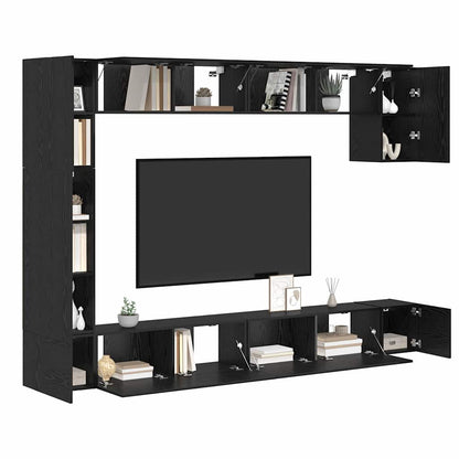 vidaXL TV Cabinet Set 9 pcs Black Oak Engineered Wood 3