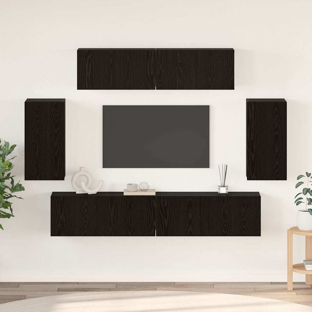 vidaXL TV Cabinet Set 6 pcs Black Oak Engineered Wood 1
