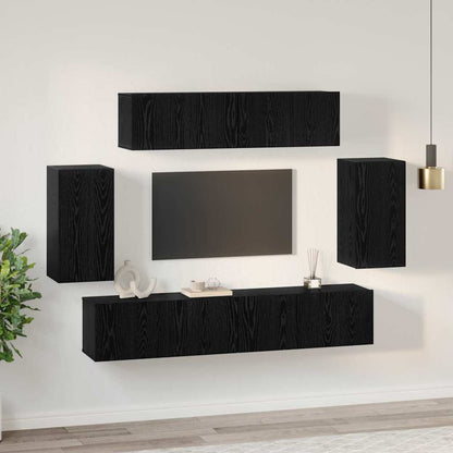 vidaXL TV Cabinet Set 6 pcs Black Oak Engineered Wood 4