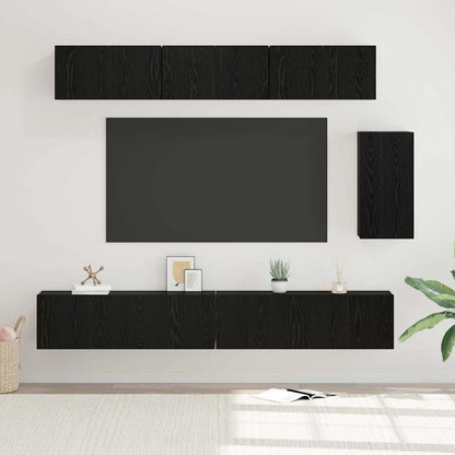 vidaXL TV Cabinet Set 6 pcs Black Oak Engineered Wood 1