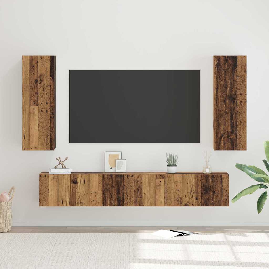 5 Piece TV Cabinet Set Engineered Wood Width 180 cm Old wood