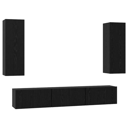 5 Piece TV Cabinet Set Engineered Wood Width 180 cm Black oak
