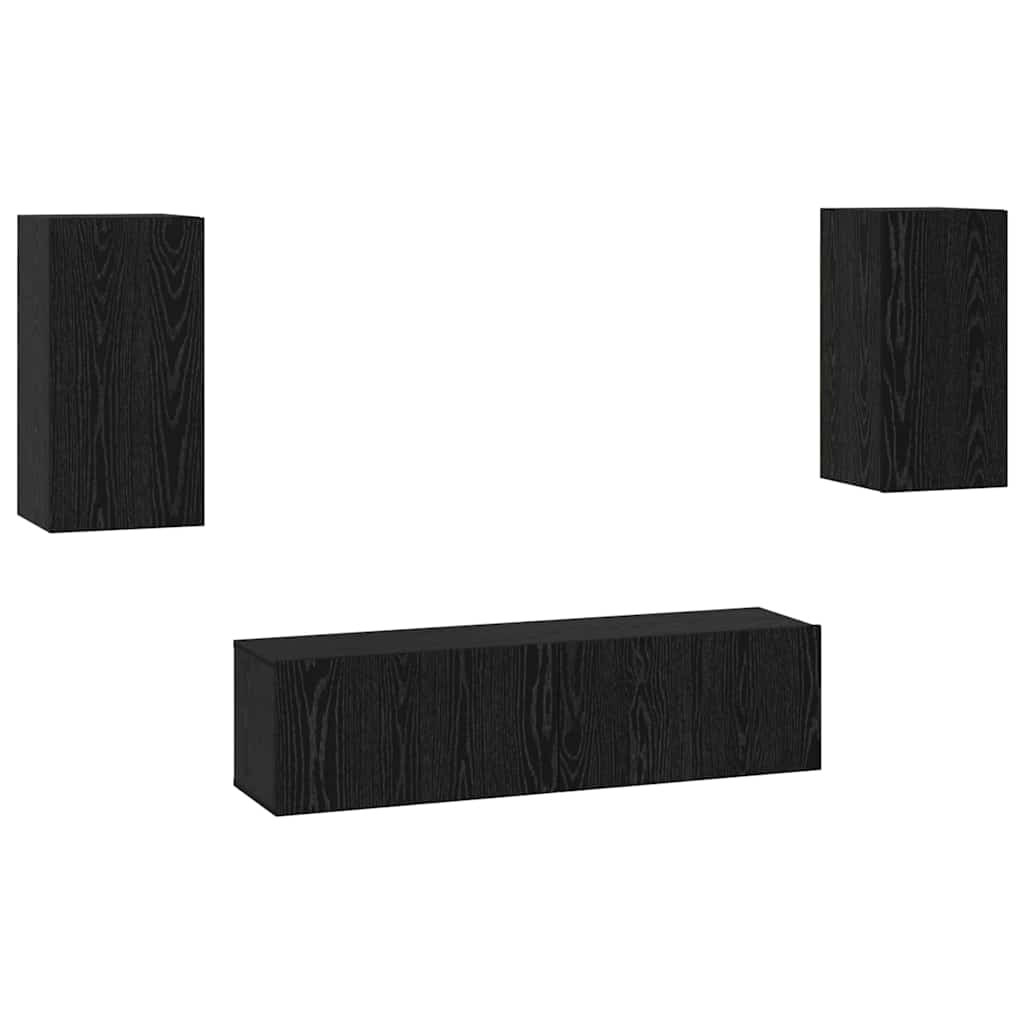 4 Piece TV Cabinet Set Engineered Wood Width 120 cm Black oak