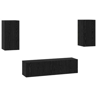 4 Piece TV Cabinet Set Engineered Wood Width 120 cm Black oak