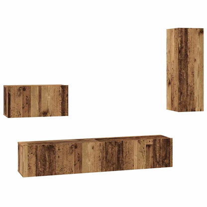 4 Piece TV Cabinet Set Engineered Wood Height 90 cm Old wood