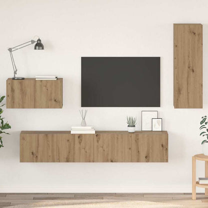 4 Piece TV Cabinet Set Engineered Wood Height 90 cm Artisan oak