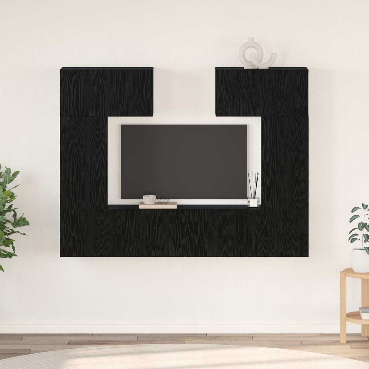 6 Piece TV Cabinet Set Engineered Wood Height 60 cm Black oak