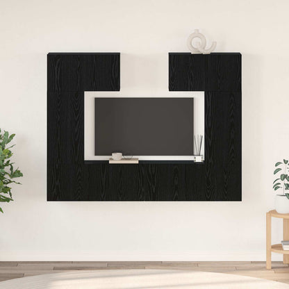 6 Piece TV Cabinet Set Engineered Wood Height 60 cm Black oak