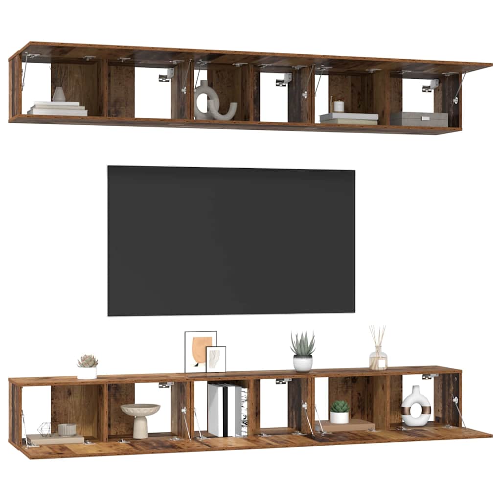 vidaXL TV Cabinet Set 6 pcs Old Wood Engineered Wood 3