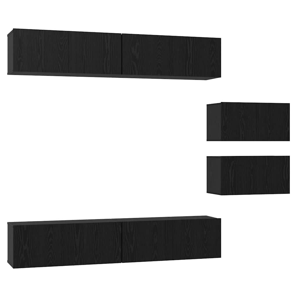 vidaXL TV Cabinet Set 6 pcs Black Oak Engineered Wood 2